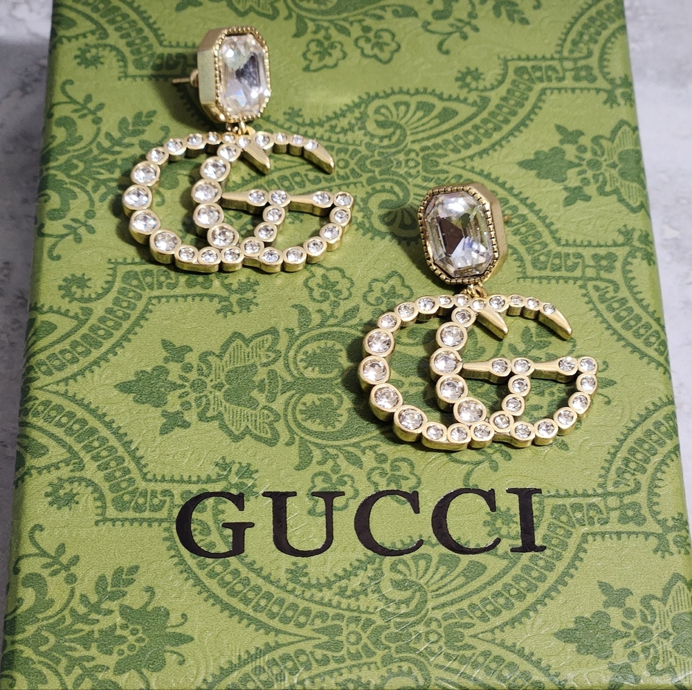 Gucci Gold Crystal Earrings✨️ - Picture 6 of 7